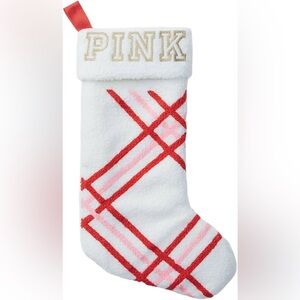 PINK by Victorias Secret Sherpa White Pink Red Christmas Stockings (3)